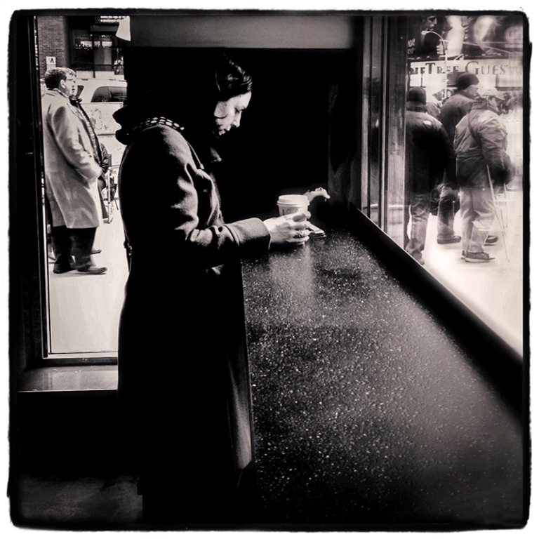 Woman in Starbucks Times Square Blog iDiarist